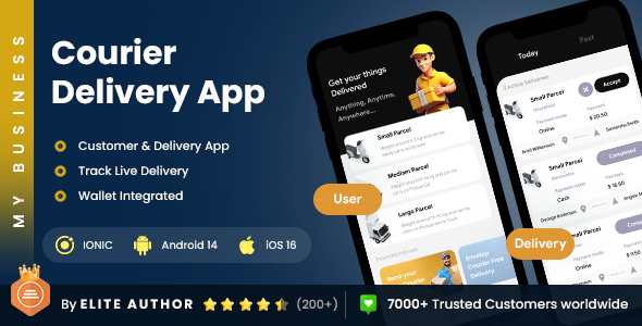 4 App Template| Parcel Service| Logistics & Delivery Solution| Courier Management | Courier App