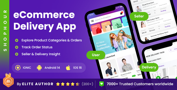 6 App Template| Multi Vendor eCommerce App| Online Shopping App| eCommerce Delivery App | ShopHour