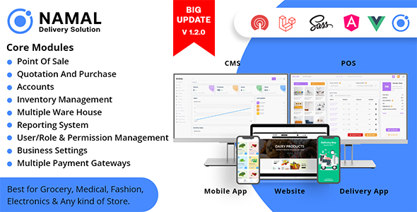 Namal – 5 in 1 Ionic Delivery Solution with POS for Single & Multiple Location Business Brand