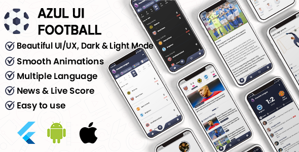 Flutter Football UI Kit: LiveScore & Chats Matches & News Sport ( ANDROID, IOS )