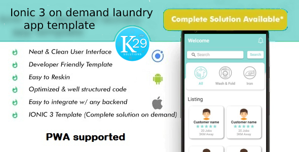 ionic on demand laundry app template