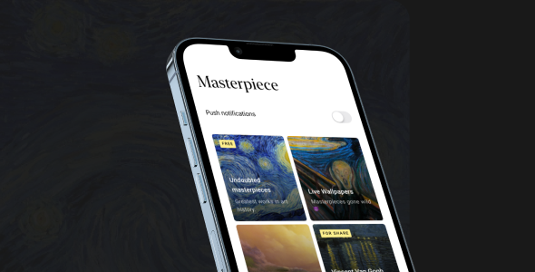 Wallpapers app with descriptions, collections and push notifications