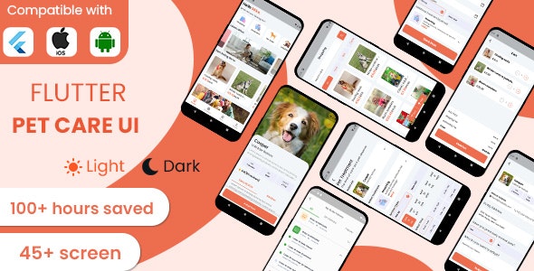 Flutter Pet Care | Adoption Pet | Hotel Booking | Treatment | Shopping | UI Kit template