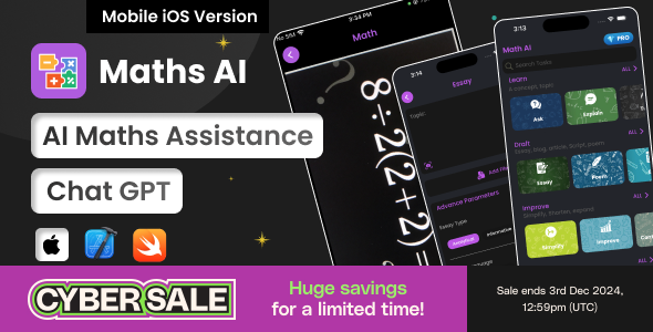 Math AI : ChatGPT | AI Maths Assistance | iOS Full Application | Swift | ADMOB | Subscription Plan