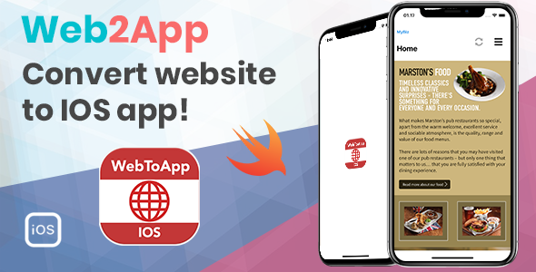 WebMobile - Web2App IOS mobile app written in Swift 4 Xcode