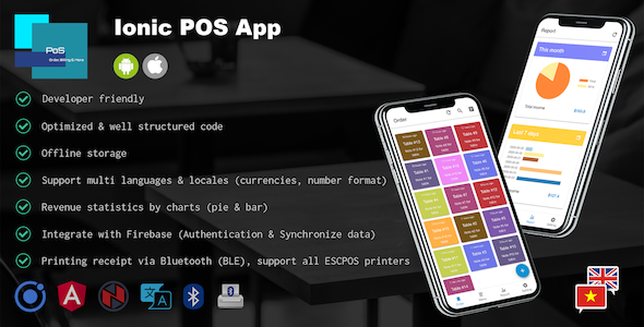 Ionic POS App - Manage Orders, Menu Items & Print Bills