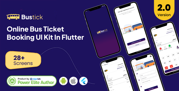 BusTick - Online Bus Ticket Booking App UI Kit in Flutter