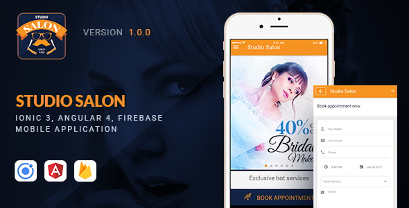 Studio Salon | Ionic 3, Angular 4, Firebase Mobile Application