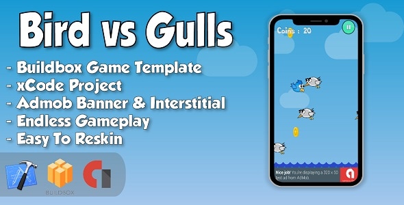 Bird vs Gulls - xCode iOS Project and Buildbox Game Template (64bit)