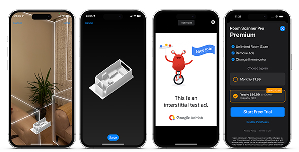 Room Scanner Pro LiDAR floor plans - SwiftUI iOS Full Application