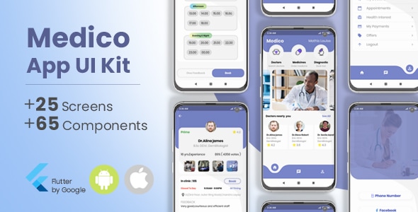 Medico Flutter App UI Kit ( Doctors, Medicines, Diagnostics )