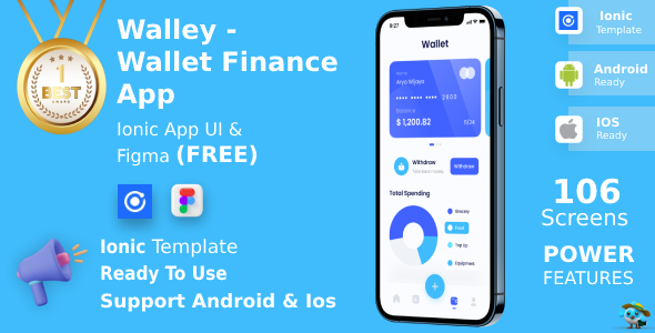 Wallet Finance App | UI Kit | Ionic | Figma FREE | Walley