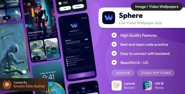 Sphere : Live Video Wallpaper | Wallpaper app with admin panel | iOS - Laravel