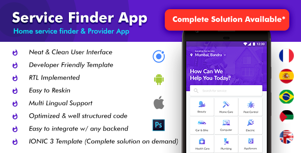 4 App Template| Home Service Finder App| Home Service Provider App| Service Booking app| Handyman