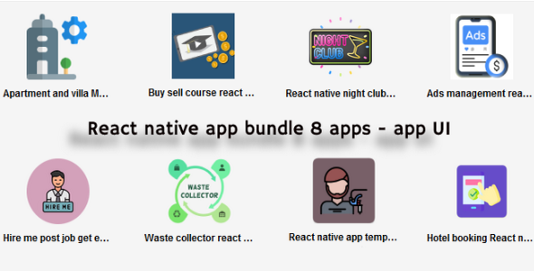 React native template bundle / React native themes bundles / React native templates with 8 apps