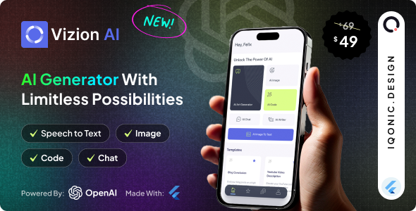 Vizion AI - AI Creator App with Flutter with ChatGPT-4o