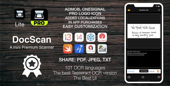 [TS] DocScan - A mini and Powerful mobile scanner for iOS (Admob, IAP, Push Notifications)