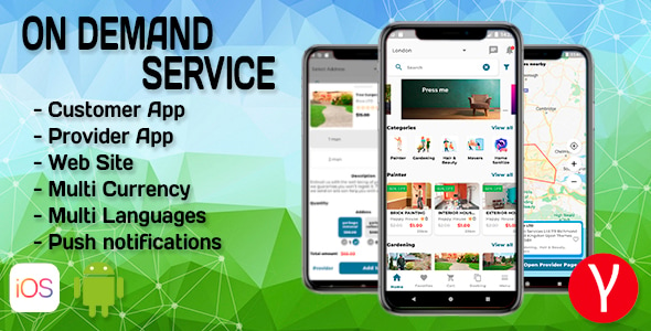 On Demand Service Solution | 4 Apps | Customer+Provider+Admin Panel+WebSite | Flutter (iOS+Android)