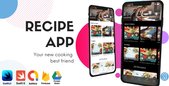 iOS Recipe App Food Book (Chef, Cooking, SwiftUI, iOS 15, iOS App Template, Full iOS App)