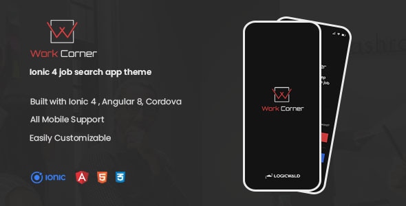 Work Corner - Ionic 4 job search app theme