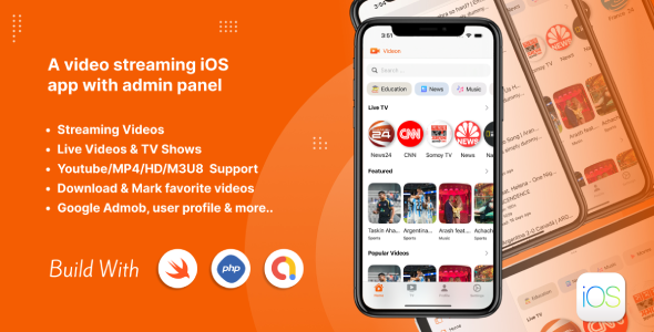 Videon - A video streaming iOS app with admin panel