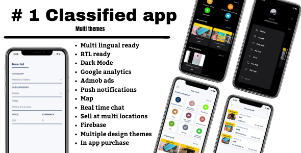 Ads listing, Classified app for iOS (OLX, Mercari, Offerup, Carousell, Buy Sell clone)