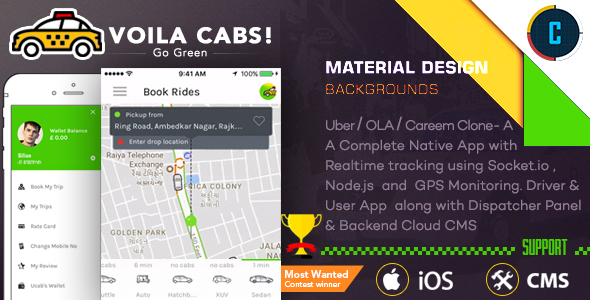 Taxi Booking Script - A Complete Clone of UBER with User,Driver & Backend CMS Coded with Native iOS