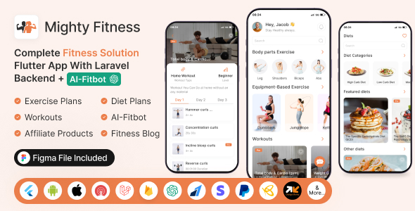 Mighty Fitness: Complete Fitness Solution Flutter App With Laravel Backend + ChatGPT(AIFitbot)