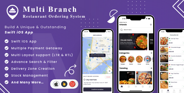 Multi-Branch Restaurant - iOS User + Delivery Boy + Vendor Apps With Laravel Admin Panel