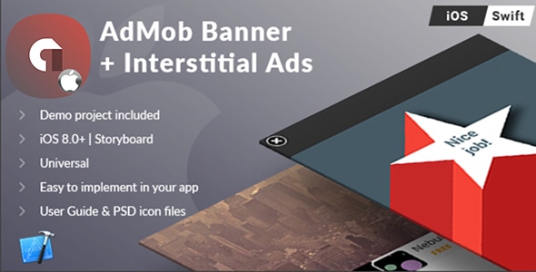 iOS Universal AdMob Banner + Interstital Ads Template (Swift)