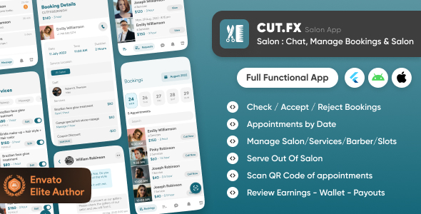 CutFX : Salon App - Appointments Managements, Services management, Manage salon