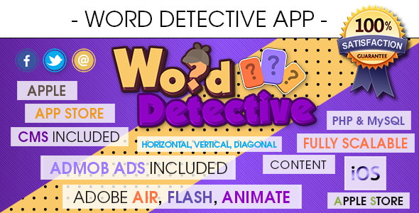 Word Search Detective App With CMS & Ads - iOS