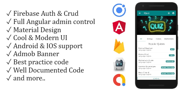 EQuiz - Full Quiz Application IONIC 5 with Angular 9 Admin Panel + AdMob Banner