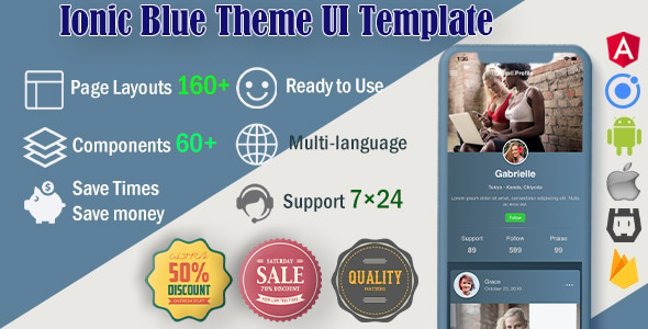 Ionic 6 / Angular 10 UI Blue Theme / Template App | Starter App