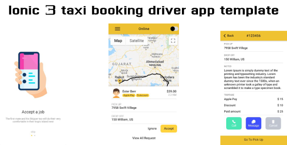 Ionic 3 taxi - cab booking driver app template (Android - IOS)