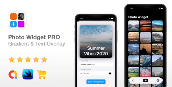 Photo Widget PRO - AdMob Ads, In-App Purchases, Text/Gradient Overlay