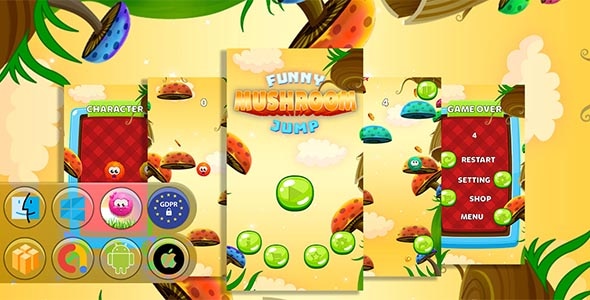 Funny Mushroom Jump Game Template