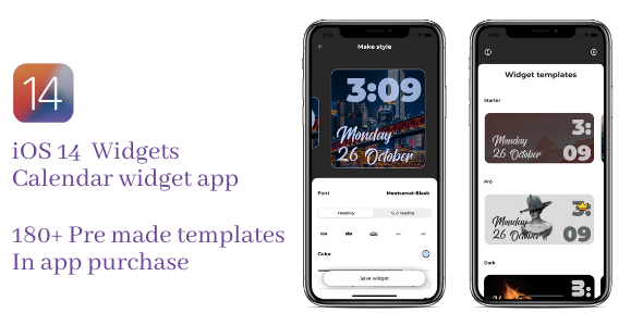 iOS14 widget with 180+ templates and in app purchase