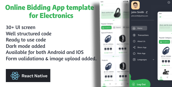 Auctioning and Bidding React Native App UI