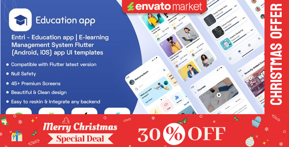 Entri - Education app | E-learning Management System Flutter 3.0(Android, iOS) app UI template