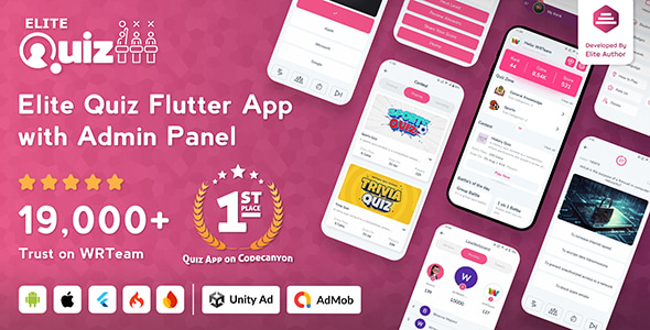 Elite Quiz - Trivia Quiz | Quiz Game - Flutter Full App + Admin Panel