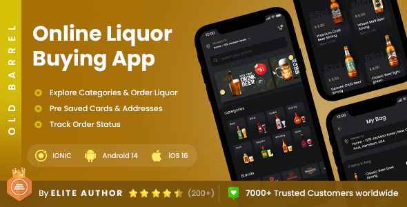 2 App Template| Online Liquor Buying App| Liquor eCommerce App| Liquor Delivery App| Old Barrel