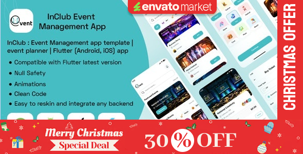 InClub : Event Management app template | event planner | Flutter (Android, iOS) app