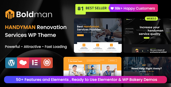 Boldman - Handyman Renovation Services WordPress Theme + RTL