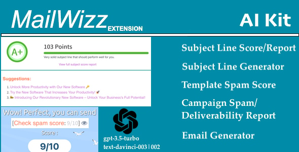 Mailwizz AI Kit - Spam and Subject Line Scoring with AI Content Generator