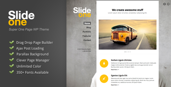 Slide One - One Page Parallax, Ajax WordPress