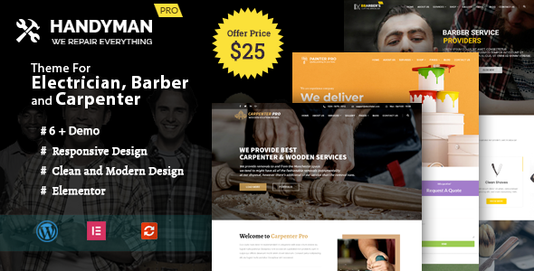 Handyman - WordPress Theme for Electrician, Barber, Carpenter Services