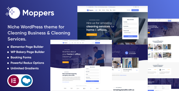 Moppers - Cleaning Company and Services WordPress Theme